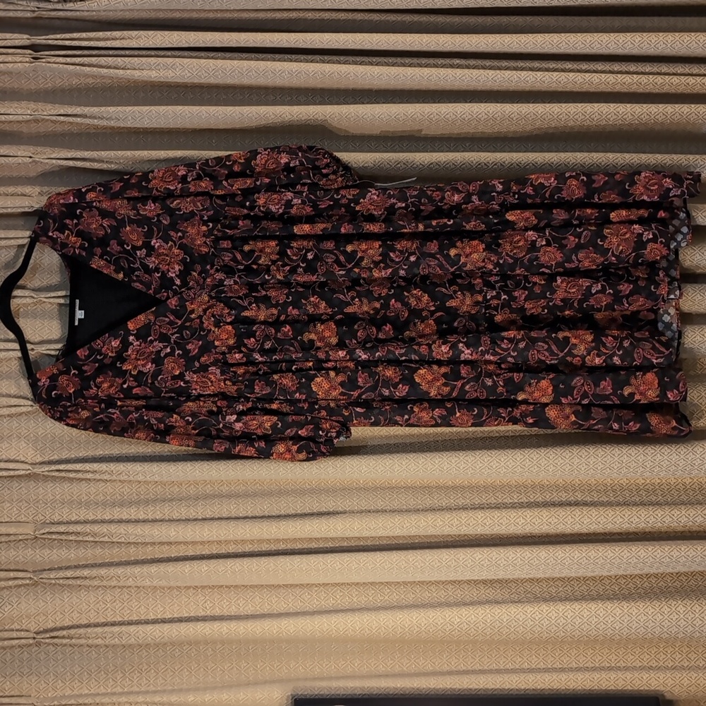 NWT Womens Size 1X Ophelia Roe 3/4 Length Sleeve V-Neck Dress